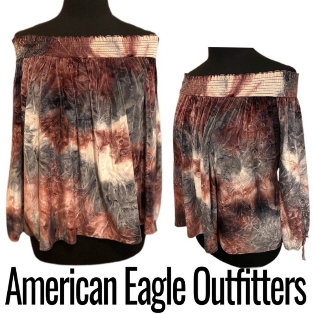 American Eagle Outfitters Off The Shoulder Tie Dye Blouse Women’s Size Large